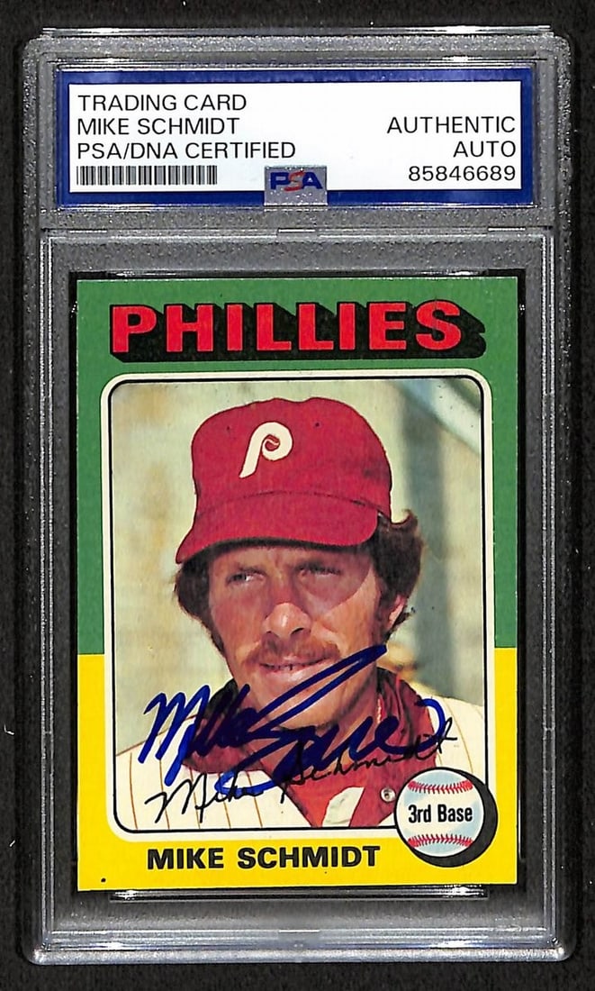 PSA DNA signed 1975 Topps Mike Schmidt Phillies card #70 (1 of 2)