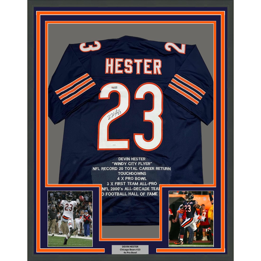 Devin Hester Signed Chicago Bears Jersey 35x39 Framed With JSA Authentication (1 of 2)
