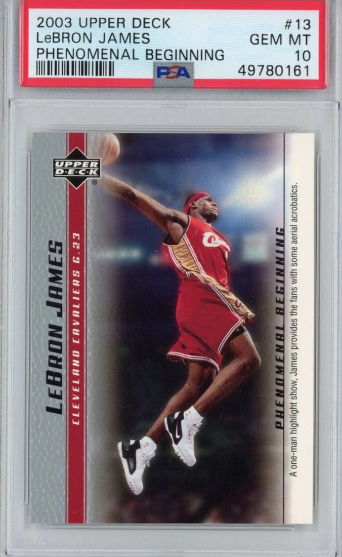 2003-04 UD LeBron James #13 Phenomenal Beginnings Rookie Card PSA 10 (1 of 2)