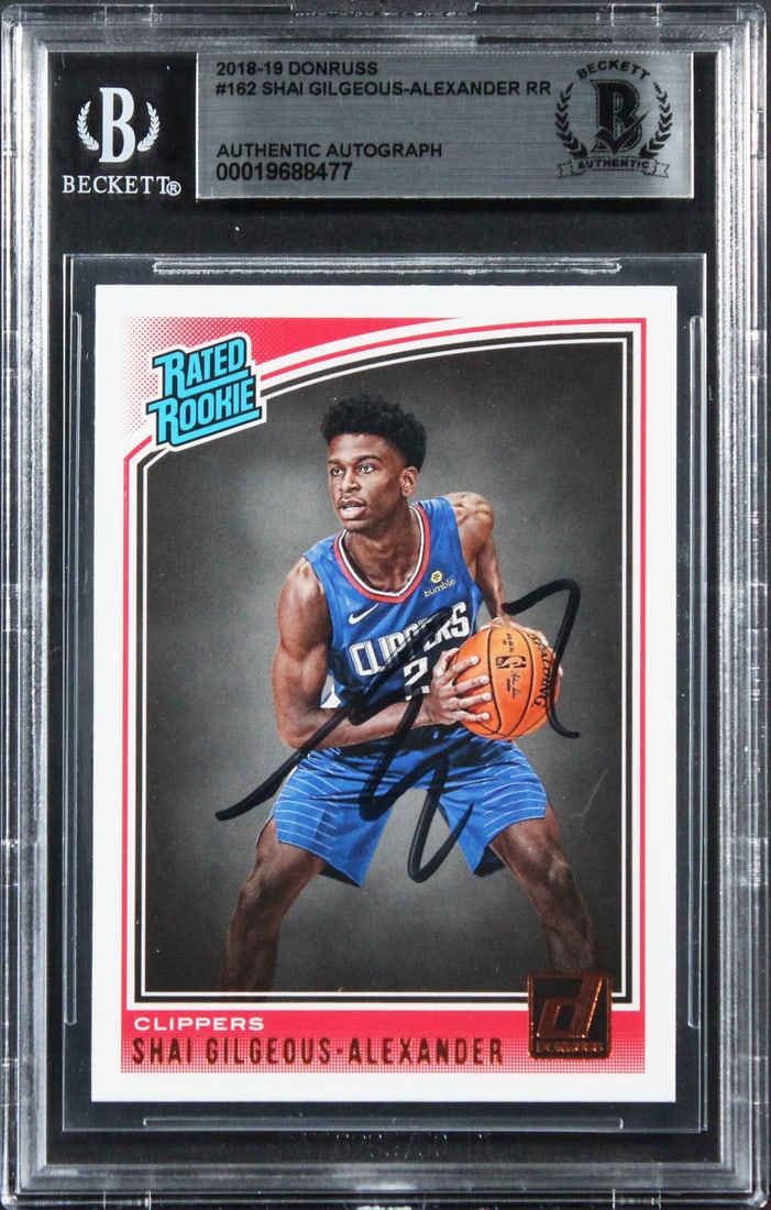 Shai Gilgeous-Alexander Autographed 2018 Donruss Rookie Card Beckett Authenticated (1 of 2)