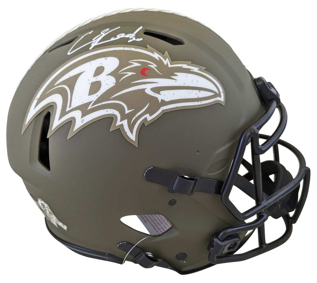 Ed Reed Signed Ravens Salute To Service Full Size Helmet BAS Authenticated (1 of 3)