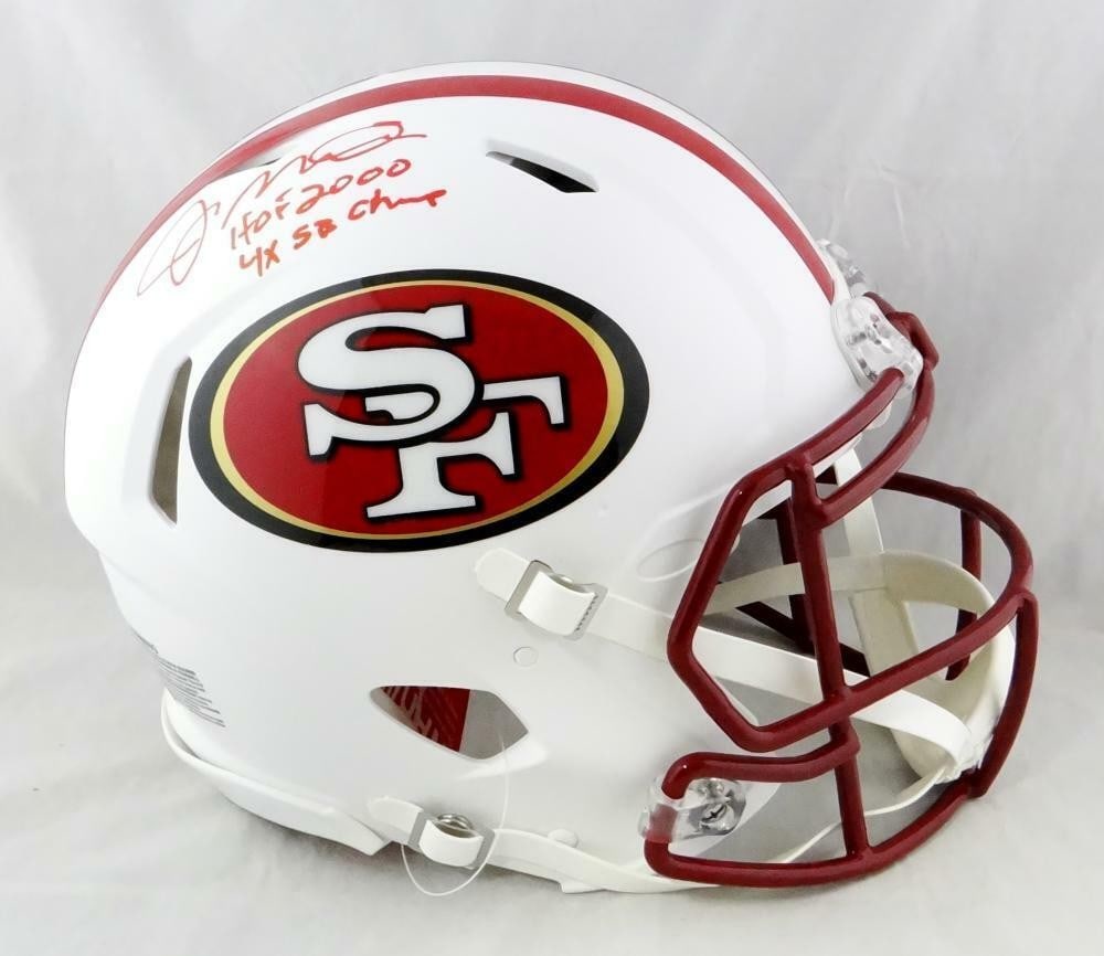 Beckett Auth Joe Montana Autographed San Francisco 49ers Flat White Helmet (1 of 6)