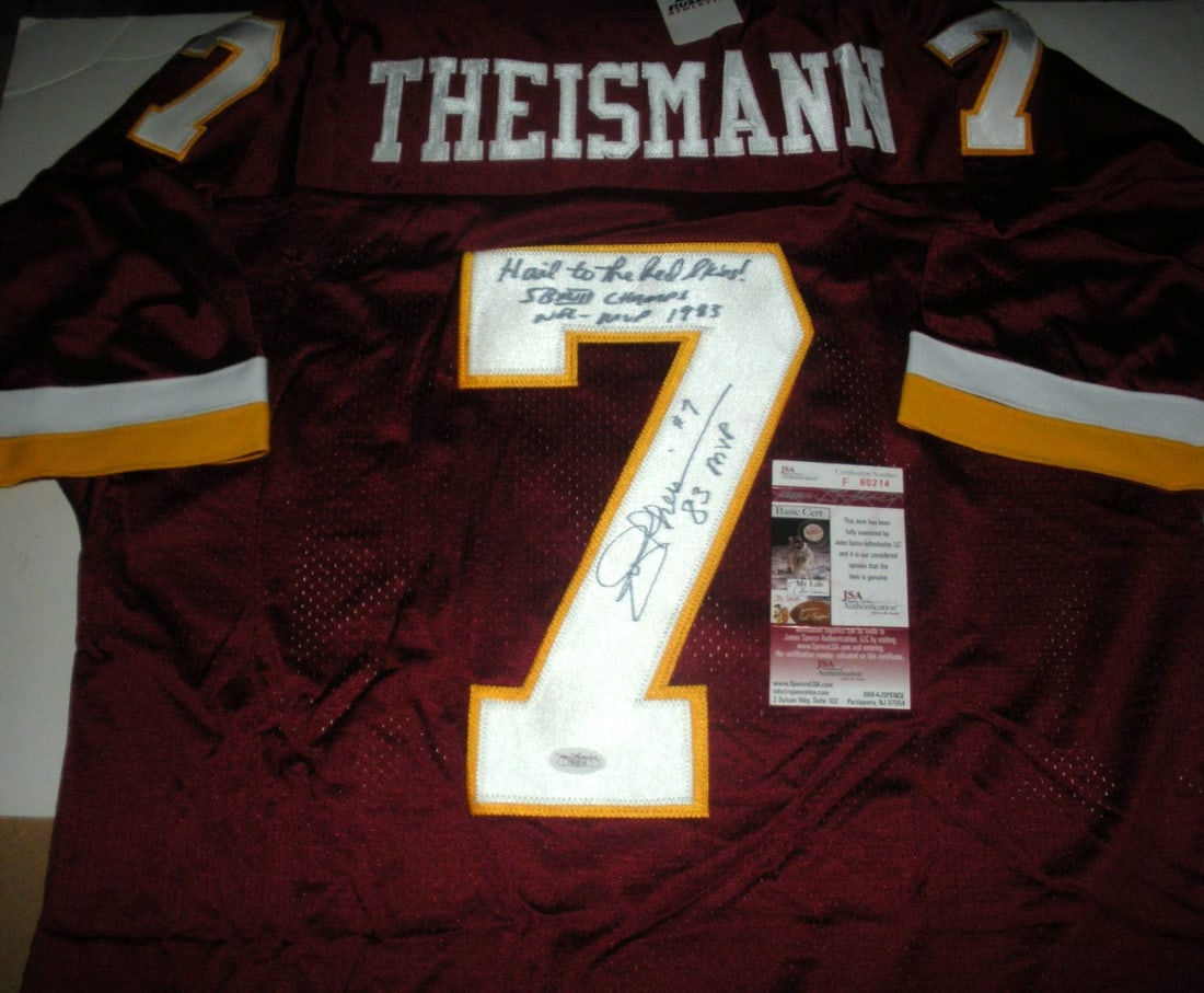 Russell Washington Redskins Jersey Signed by Joe Theismann with JSA COA: Russell Washington Redskins Jersey Signed by Joe Theismann with JSA COA This is a pre-owned, officially licensed Russell jersey signed by Joe Theismann of the Washington Redskins. The jersey comes wit