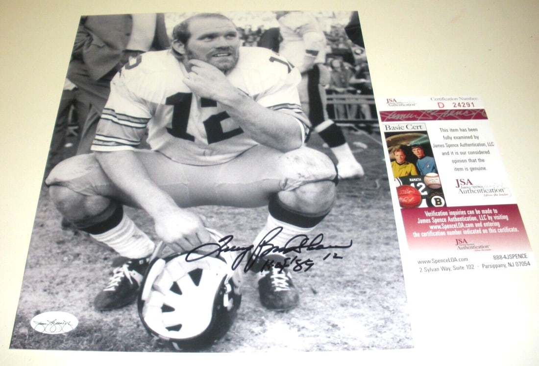 Signed Terry Bradshaw 8x10 Steelers Photo with JSA COA Hall of Fame 1989: Signed Terry Bradshaw 8x10 Steelers Photo with JSA COA Hall of Fame 1989 This is an original 8x10 photo signed by Terry Bradshaw, legendary Pittsburgh Steelers quarterback and Hall of Famer inducted i