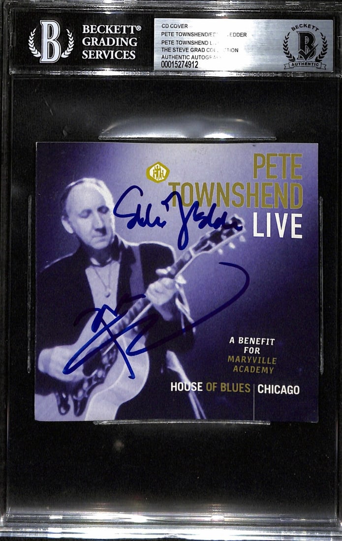 Beckett slabbed Pete Townshend Eddie Vedder autographed CD cover (1 of 1)