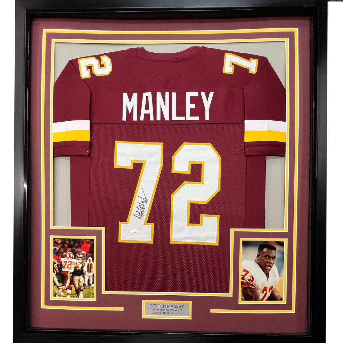 Framed Autographed Dexter Manley Jersey 33x42 Washington Commanders JSA COA (1 of 2)