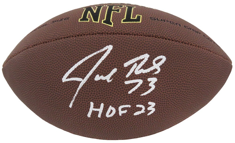 Joe Thomas Signed Wilson Super Grip NFL Football HOF 23 COA: Joe Thomas Signed Wilson Super Grip NFL Football HOF 23 COA This is a Joe Thomas signed Wilson Super Grip full-size NFL football featuring the inscription 'HOF 23'. Recognized as a first-ballot Hall