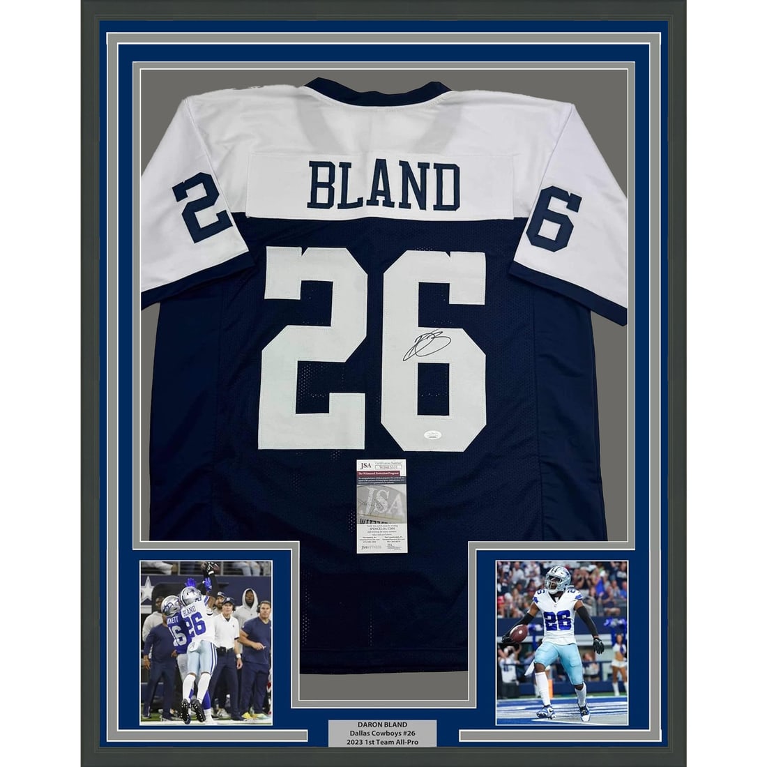 Daron Bland signed Dallas Cowboys framed jersey JSA 35x39 (1 of 2)