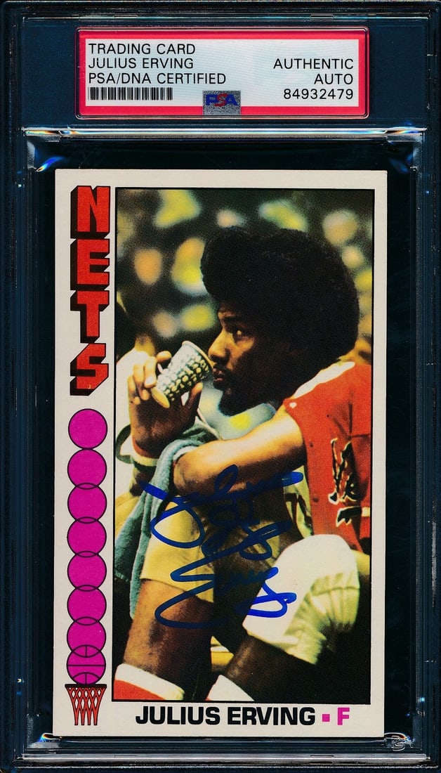 Julius Erving Signed 1976-77 Topps #1 PSA DNA Philadelphia 76ers (1 of 2)
