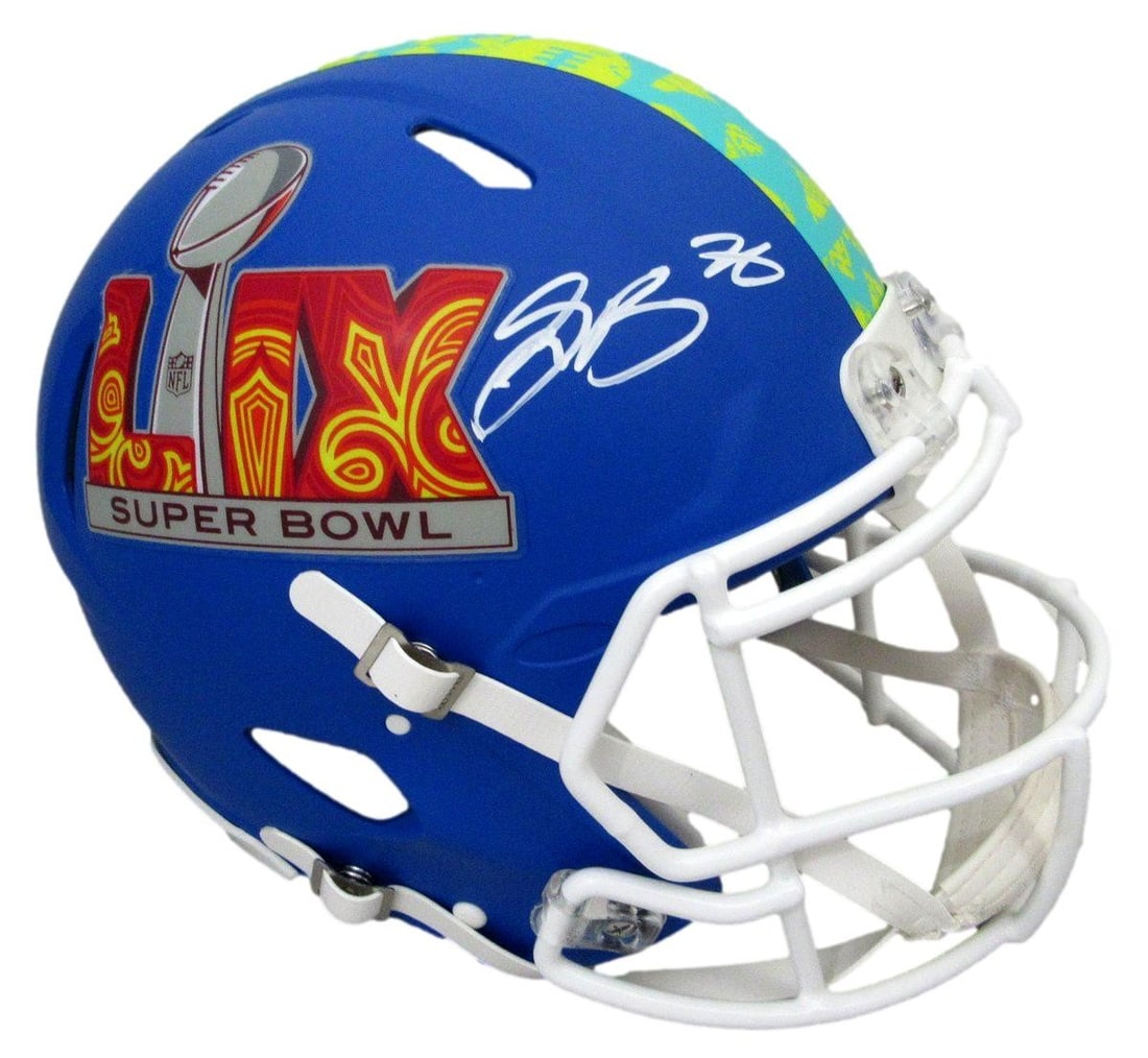 Saquon Barkley Signed Blue Super Bowl LIX Full Size Helmet PSA Authenticated: Saquon Barkley Signed Blue Super Bowl LIX Full Size Helmet PSA Authenticated This Saquon Barkley signed blue Super Bowl LIX full-size authentic football helmet showcases the iconic Philadelphia Eagles