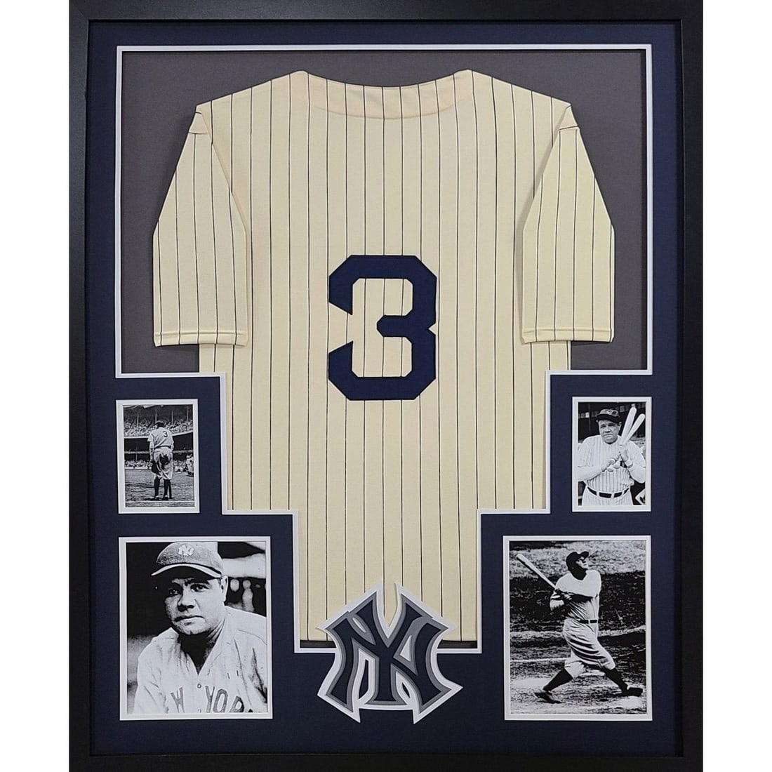 Babe Ruth Framed Jersey New York Yankees Unsigned 42x34: Babe Ruth Framed Jersey New York Yankees Unsigned 42x34 This framed jersey features the legendary George Herman Babe Ruth, showcasing a detailed logo that captures the essence of the New York