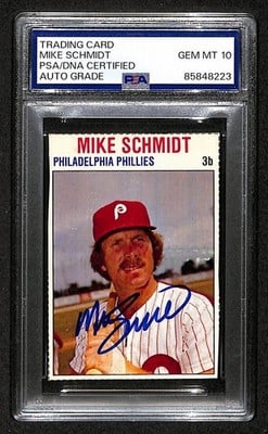 Mike Schmidt 1979 Hostess Phillies HOF PSA DNA Auto GEM 10 Card #9 (1 of 3)