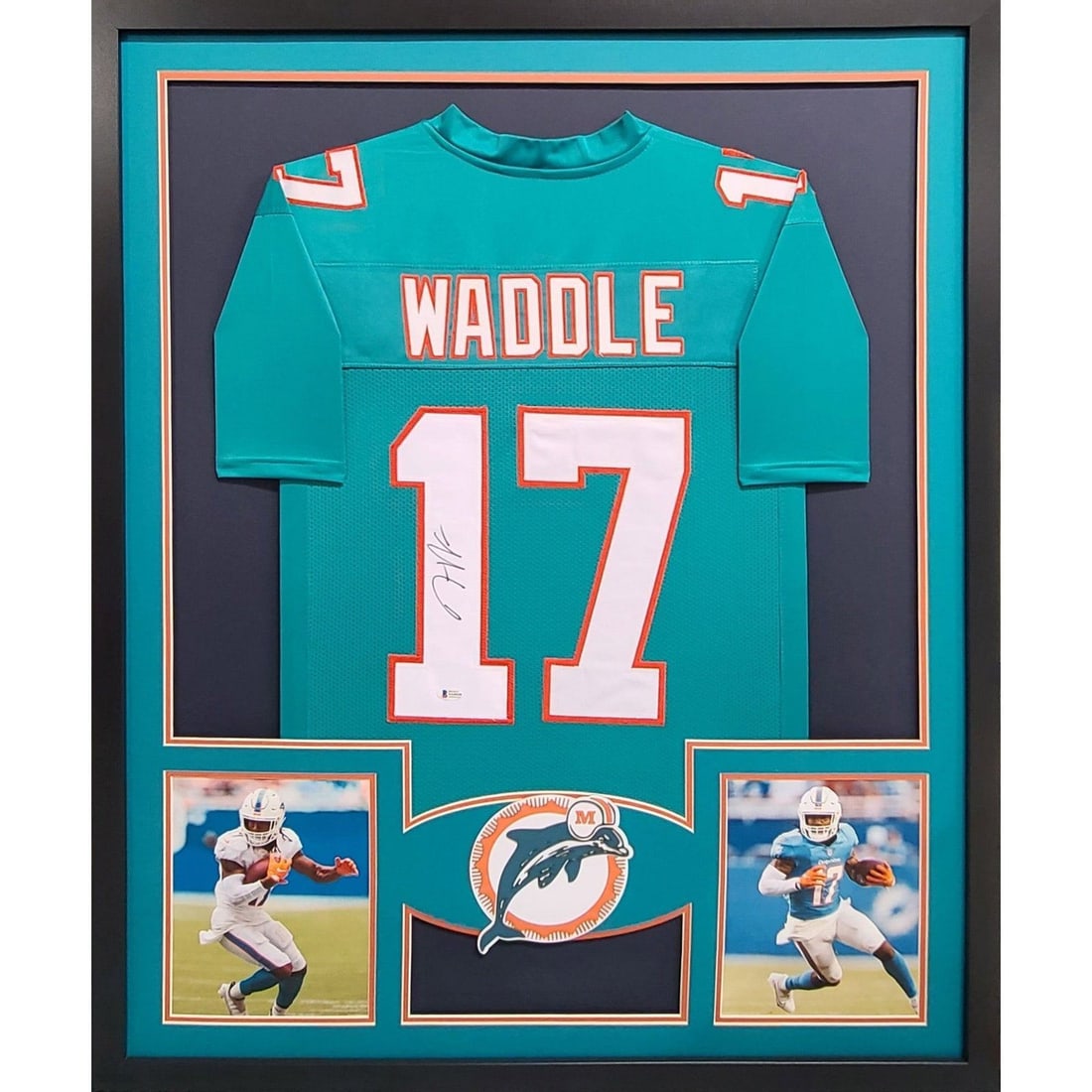 Jaylen Waddle Autographed Framed Jersey Miami Dolphins Beckett Certified: Jaylen Waddle Autographed Framed Jersey Miami Dolphins Beckett Certified Celebrate your love for football with this authentic Jaylen Waddle framed signed jersey. This original NFL jersey showcases Wad