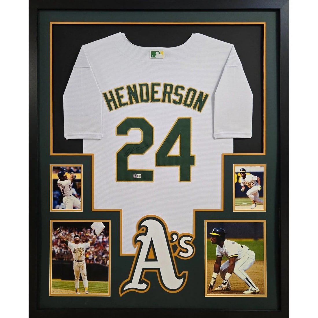 Framed Rickey Henderson Autographed Athletics Jersey JSA Authenticated (1 of 2)