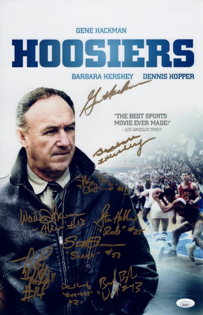 11x17 Hoosiers cast photo 9 signatures JSA authenticated (1 of 2)