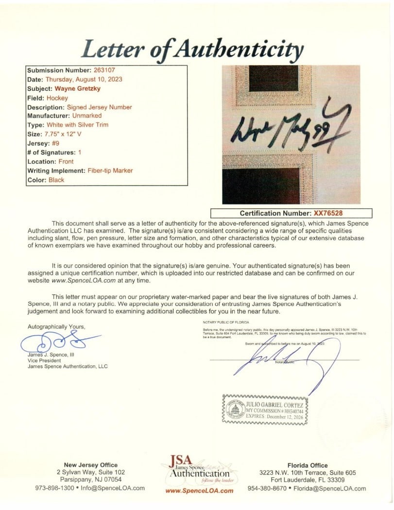Wayne Gretzky Signed #9 Kings Patch JSA Authenticated - 4