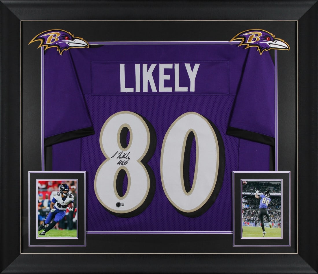 Isaiah Likely Signed Purple Pro Style Framed Jersey BAS Witnessed Ravens (1 of 2)