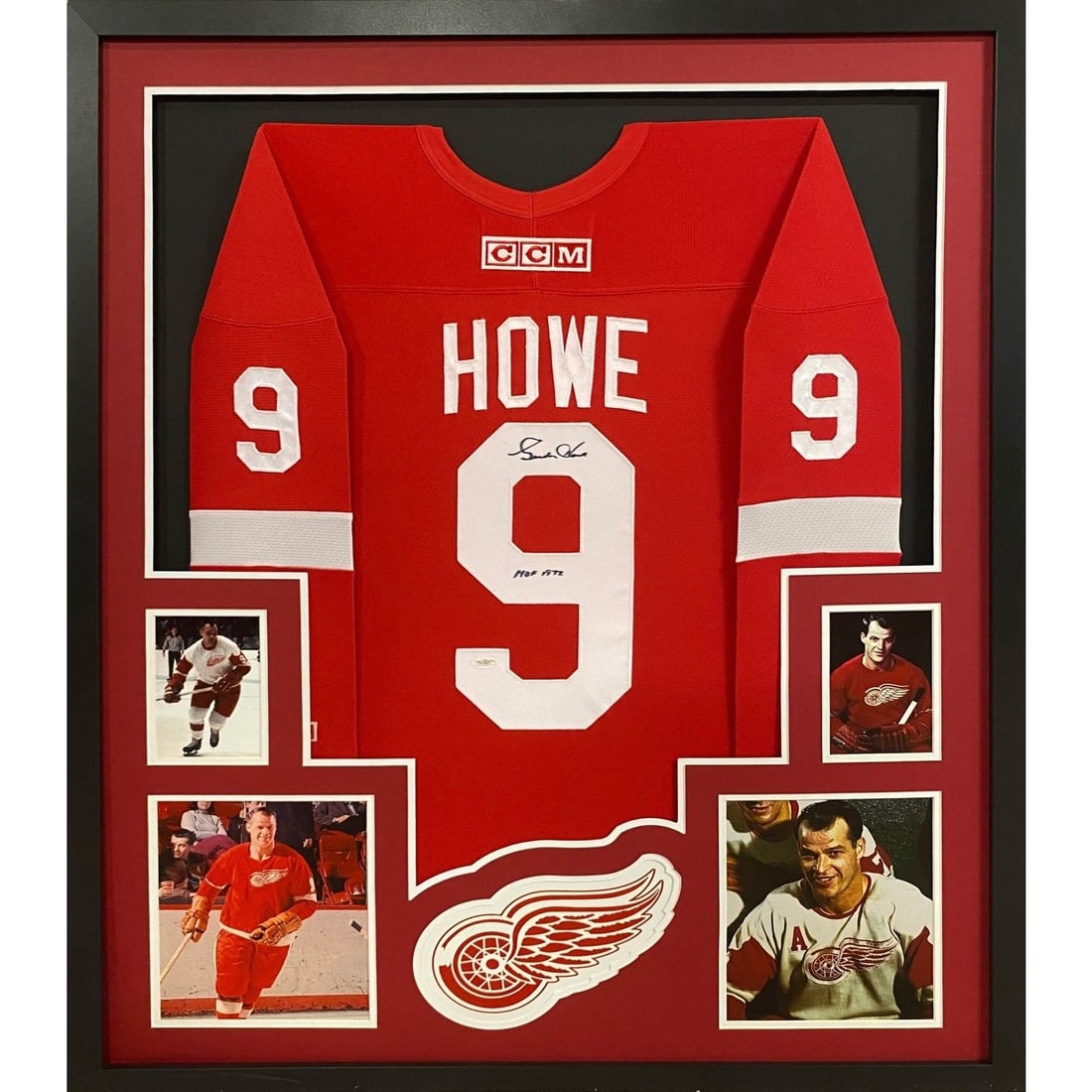 Gordie Howe Autographed Framed Jersey Detroit Red Wings JSA Certified (1 of 2)