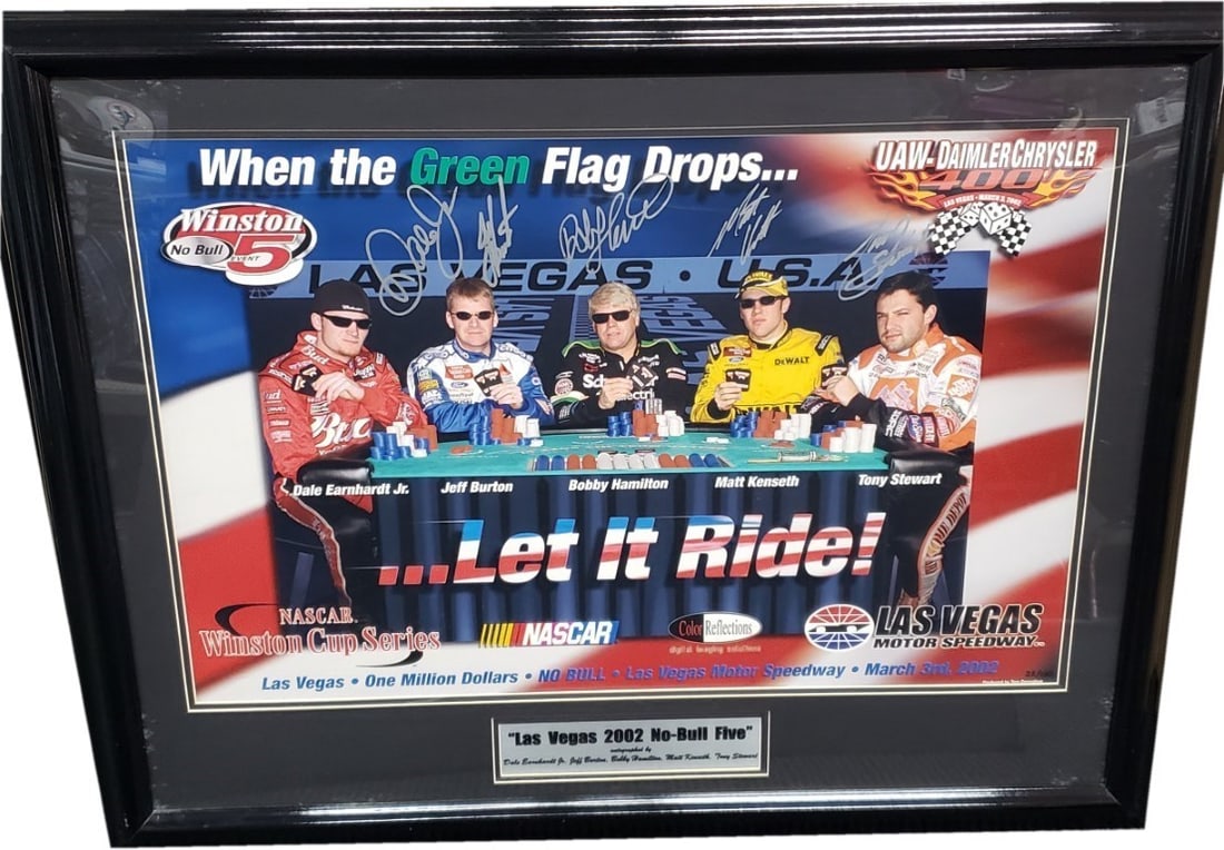 Autographed Winston No Bull 5 Racing Poster Dale Earnhardt Jr Jeff Burton (1 of 2)