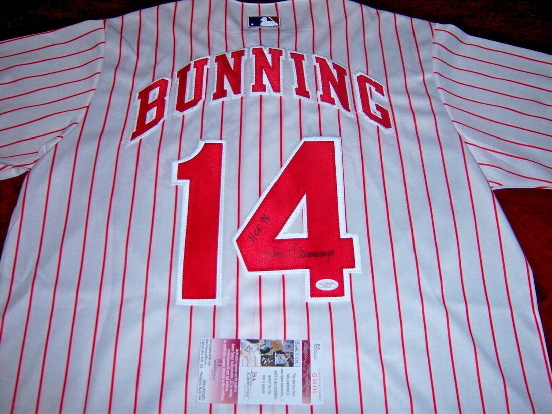 Jim Bunning Signed Majestic Philadelphia Phillies Jersey With JSA COA HOF 1996 (1 of 1)