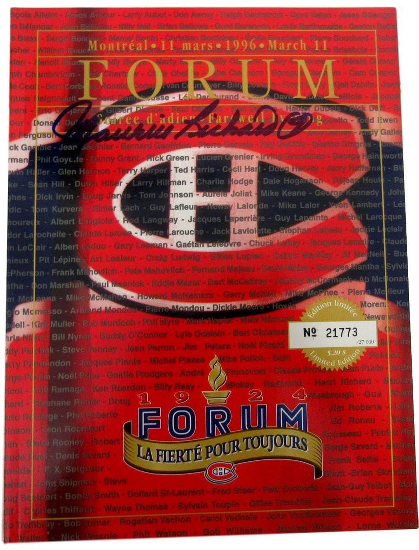 Montreal Canadiens Forum finale program signed by Maurice Richard JSA (1 of 6)