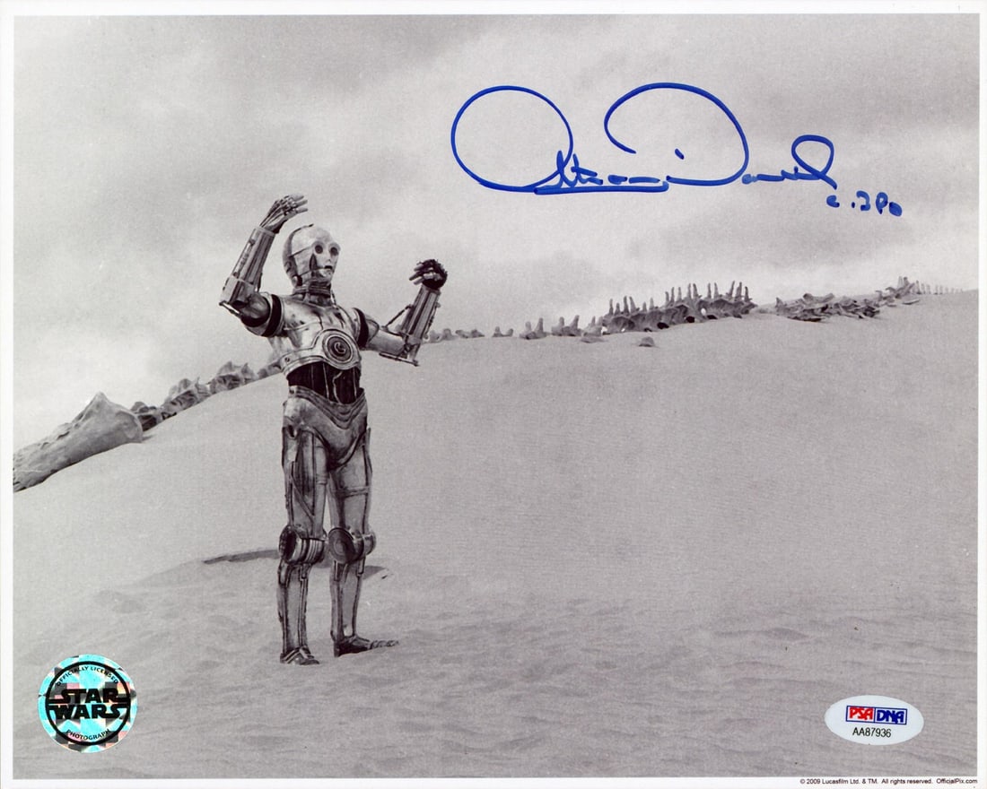 Anthony Daniels Star Wars Signed 8x10 Photo with PSA Certification: Anthony Daniels Star Wars Signed 8x10 Photo with PSA Certification This authentic signed 8x10 photograph features Anthony Daniels from the iconic film Star Wars: A New Hope. The photograph has been pe