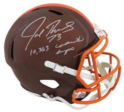 Joe Thomas autographed Browns Flash speed replica helmet with inscription COA (1 of 2)