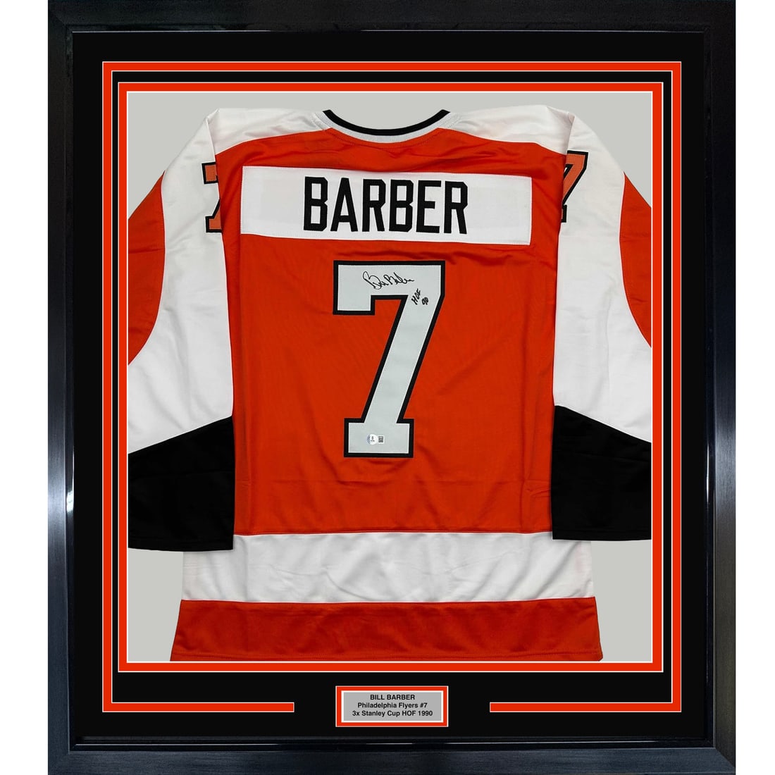 Framed Bill Barber Autographed Hockey Jersey HOF 90 BAS COA (1 of 2)