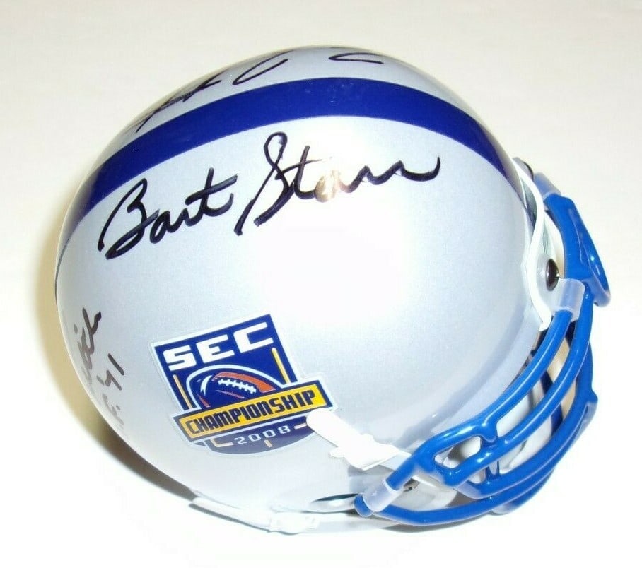 Mini Football Helmet Signed by Bart Starr Fran Tarkenton Bert Jones YA Tittle with Holo: Mini Football Helmet Signed by Bart Starr Fran Tarkenton Bert Jones YA Tittle with Holo This mini football helmet features authentic signatures from Bart Starr, Fran Tarkenton, Bert Jones, and Y.A. Ti