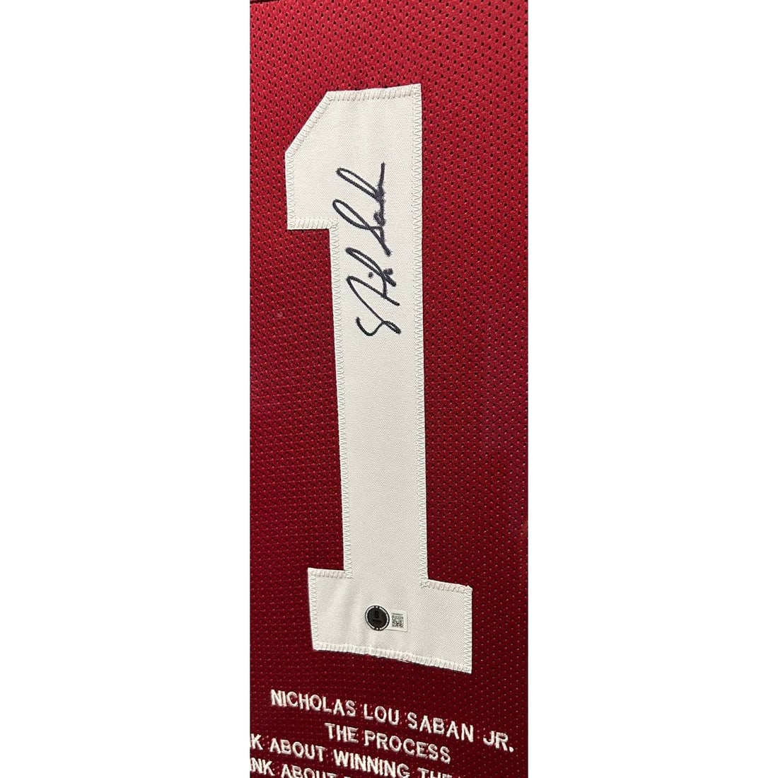 Framed Nick Saban autographed Alabama jersey Beckett authenticated - 2