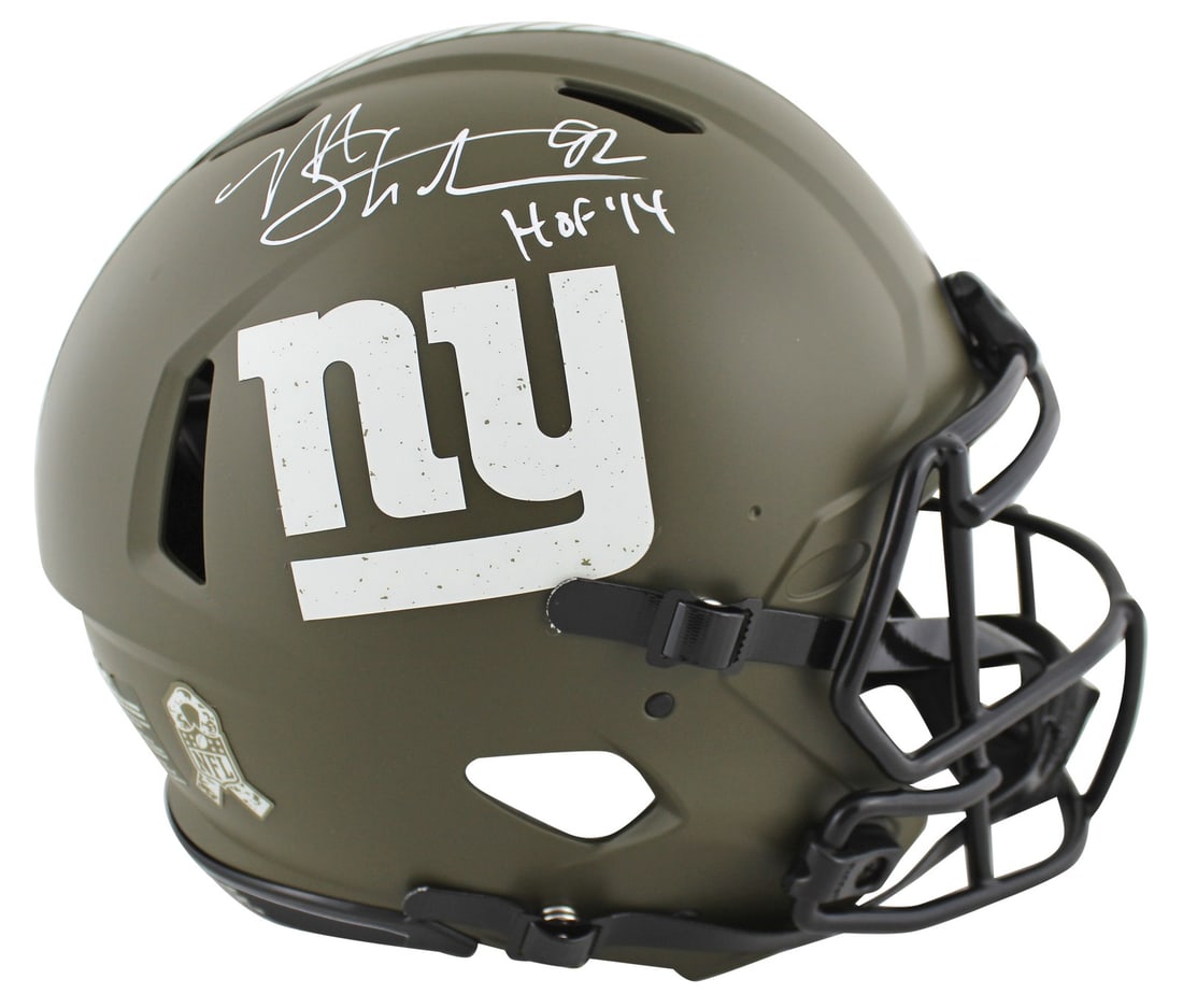 Michael Strahan Signed HOF 14 New York Giants Full Size Helmet BAS Authenticated: Michael Strahan Signed HOF 14 New York Giants Full Size Helmet BAS Authenticated Celebrate the legacy of Michael Strahan with this autographed full-size Speed Proline helmet, featuring the inscription