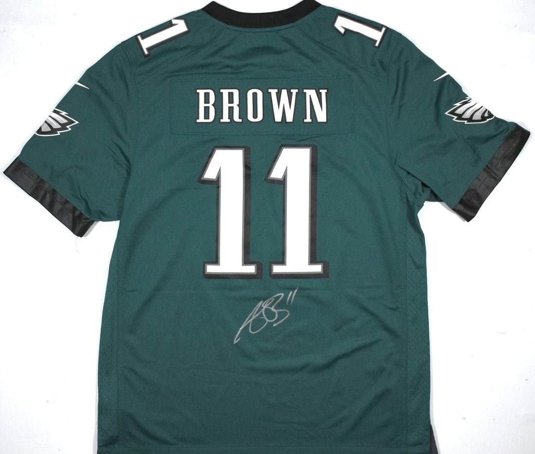 Philadelphia Eagles AJ Brown Signed Nike Midnight Green Jersey Beckett Authenticated: Philadelphia Eagles AJ Brown Signed Nike Midnight Green Jersey Beckett Authenticated This is an A.J. Brown autographed Philadelphia Eagles Nike Midnight Green Game Jersey. The jersey is authenticated 
