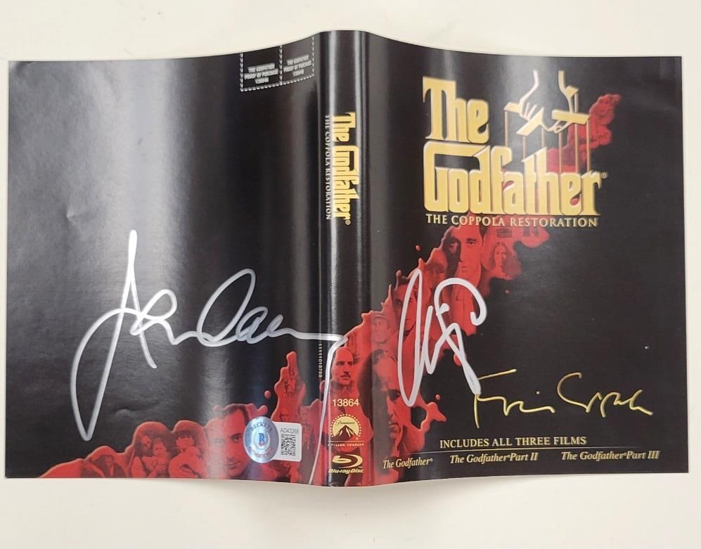 Godfather DVD Cover with Al Pacino and James Caan Autographs Beckett Authenticated: Godfather DVD Cover with Al Pacino and James Caan Autographs Beckett Authenticated This original DVD cover for the movie The Godfather features authentic autographs from Al Pacino and James Caan. The 