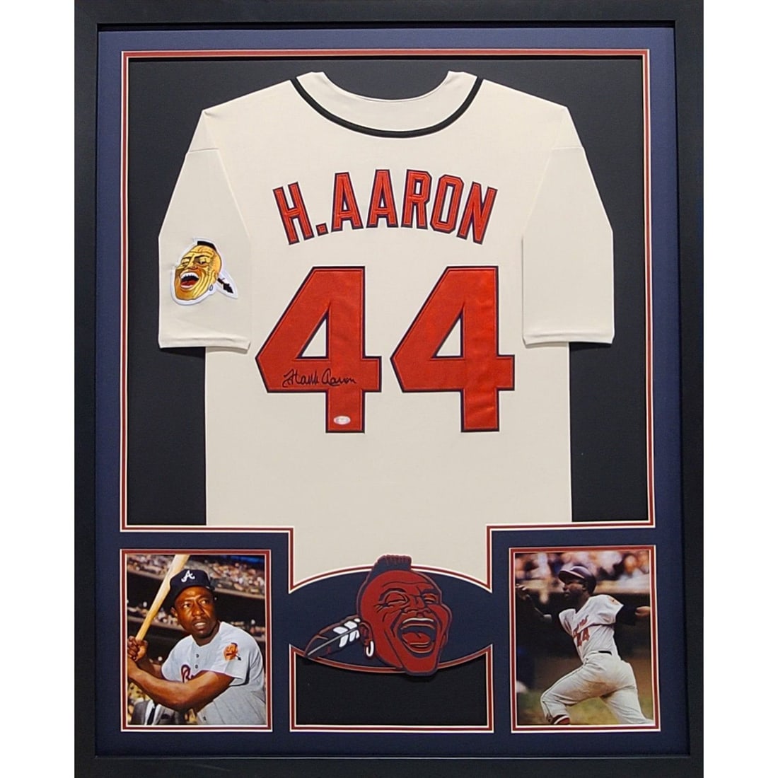 Hank Aaron Framed Autographed Jersey Milwaukee Braves Steiner Authenticated: Hank Aaron Framed Autographed Jersey Milwaukee Braves Steiner Authenticated This is a framed autographed jersey of Hank Aaron, an iconic player of the Milwaukee Braves. The jersey is authenticated by 