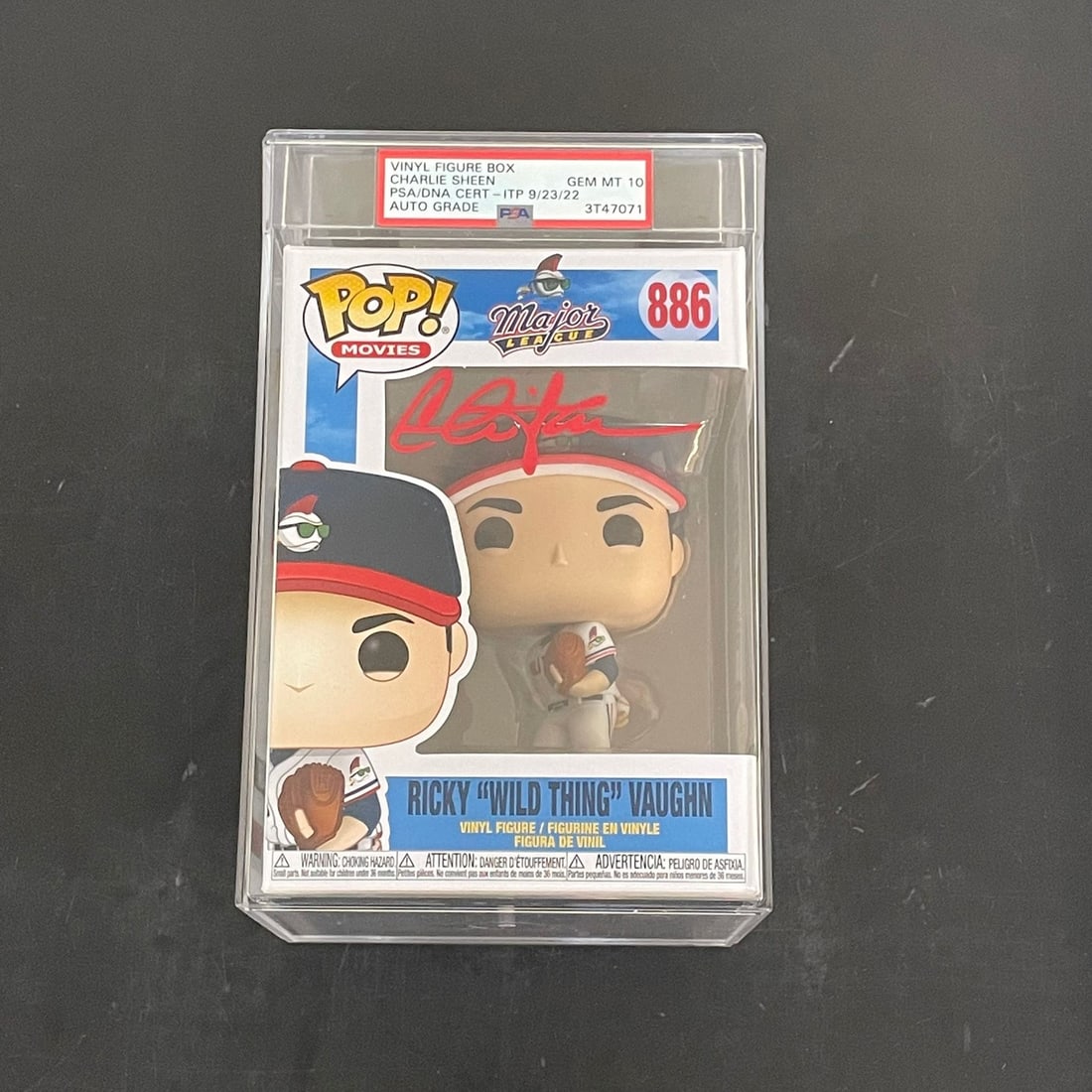 Charlie Sheen Autographed Funko Pop Major League Wild Thing PSA/DNA: Charlie Sheen Autographed Funko Pop Major League Wild Thing PSA/DNA This Funko Pop figure features the iconic character Ricky "Wild Thing" Vaughn from the beloved movie Major League, signed by the tal