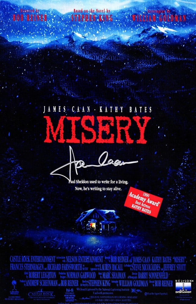 James Caan Signed Misery 11x17 Movie Poster with COA: James Caan Signed Misery 11x17 Movie Poster with COA This is an original 11x17 movie poster for 'Misery' signed by the legendary actor James Caan. The poster is in pristine condition, rated 7, and fea