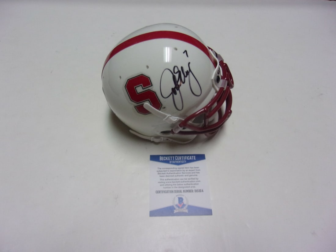 Signed John Elway mini football helmet Beckett COA Broncos Stanford HOF (1 of 2)