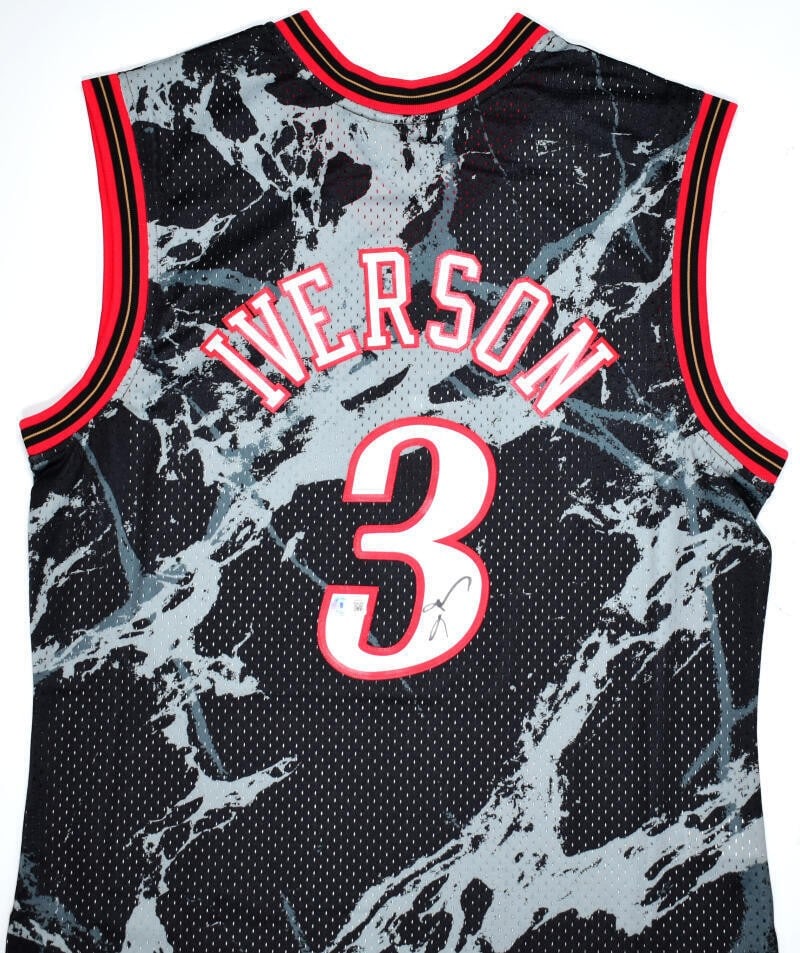 Allen Iverson Signed 76ers Jersey Mitchell & Ness Beckett Authentication: Allen Iverson Signed 76ers Jersey Mitchell & Ness Beckett Authentication This original Mitchell & Ness Hardwood Classic Swingman jersey features a bold design celebrating basketball legend Allen Ivers