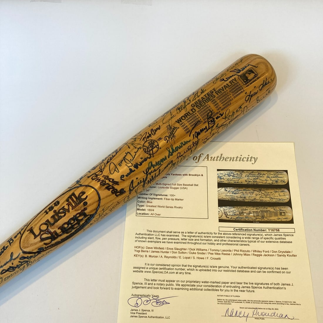 Brooklyn Dodgers Signed Bat 100+ Sigs Koufax Drysdale JSA COA (1 of 11)