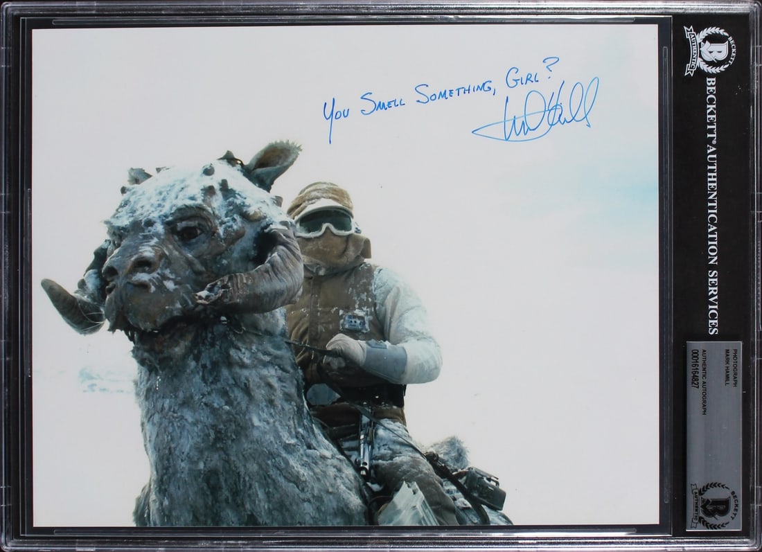 Mark Hamill Signed Star Wars Empire Strikes Back 8x10 Photo BAS Authenticated: Mark Hamill Signed Star Wars Empire Strikes Back 8x10 Photo BAS Authenticated This autographed 8x10 photograph features Mark Hamill from Star Wars: The Empire Strikes Back, complete with the inscripti