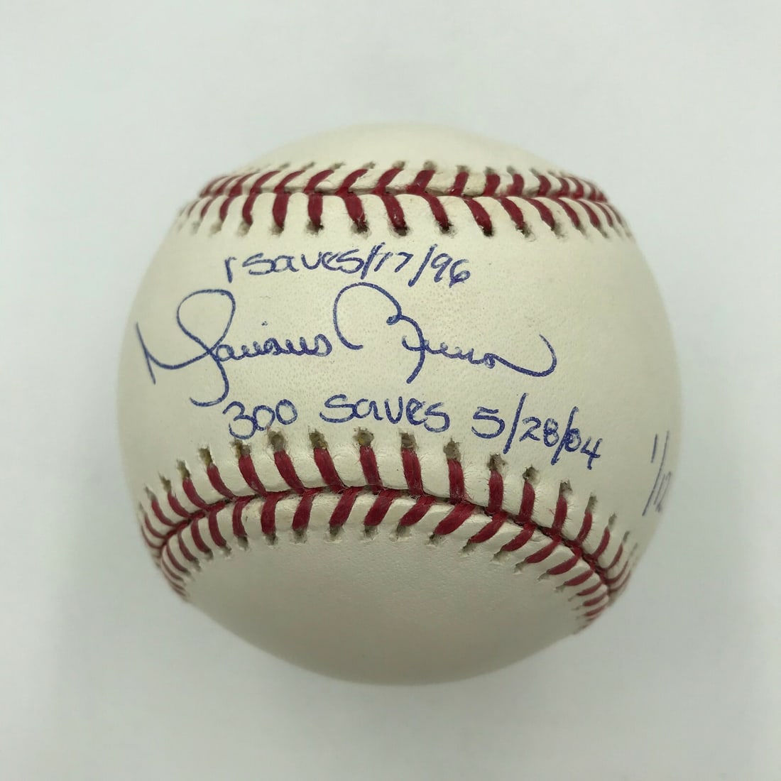 Mariano Rivera Signed Inscribed MLB Baseball with Steiner Hologram: Mariano Rivera Signed Inscribed MLB Baseball with Steiner Hologram This is an original baseball signed by the legendary Mariano Rivera, featuring heavy inscriptions detailing significant milestones in