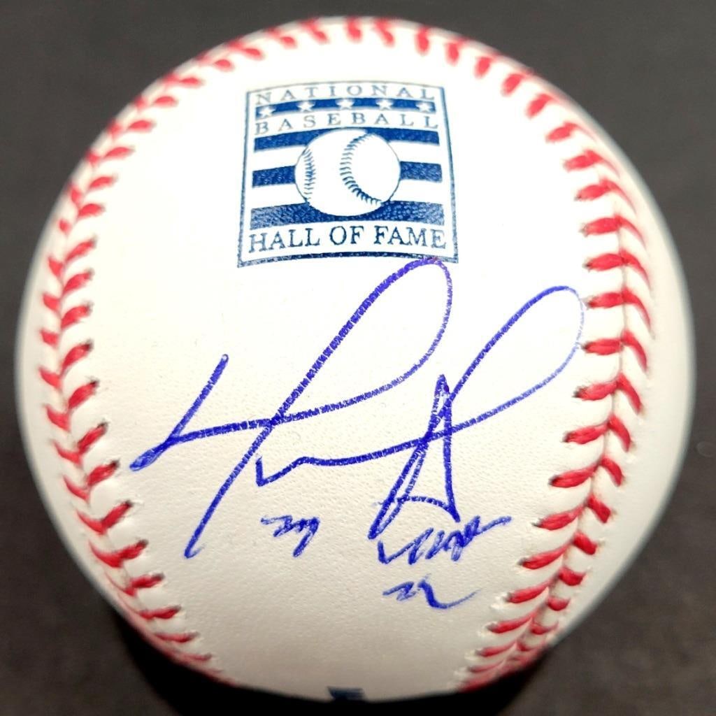 David Ortiz Hall of Fame logo signed baseball BAS holo: David Ortiz Hall of Fame logo signed baseball BAS holo This is an original Hall of Fame logo baseball autographed by David Ortiz, commemorating his Hall of Fame induction in 2022. The autograph is aut