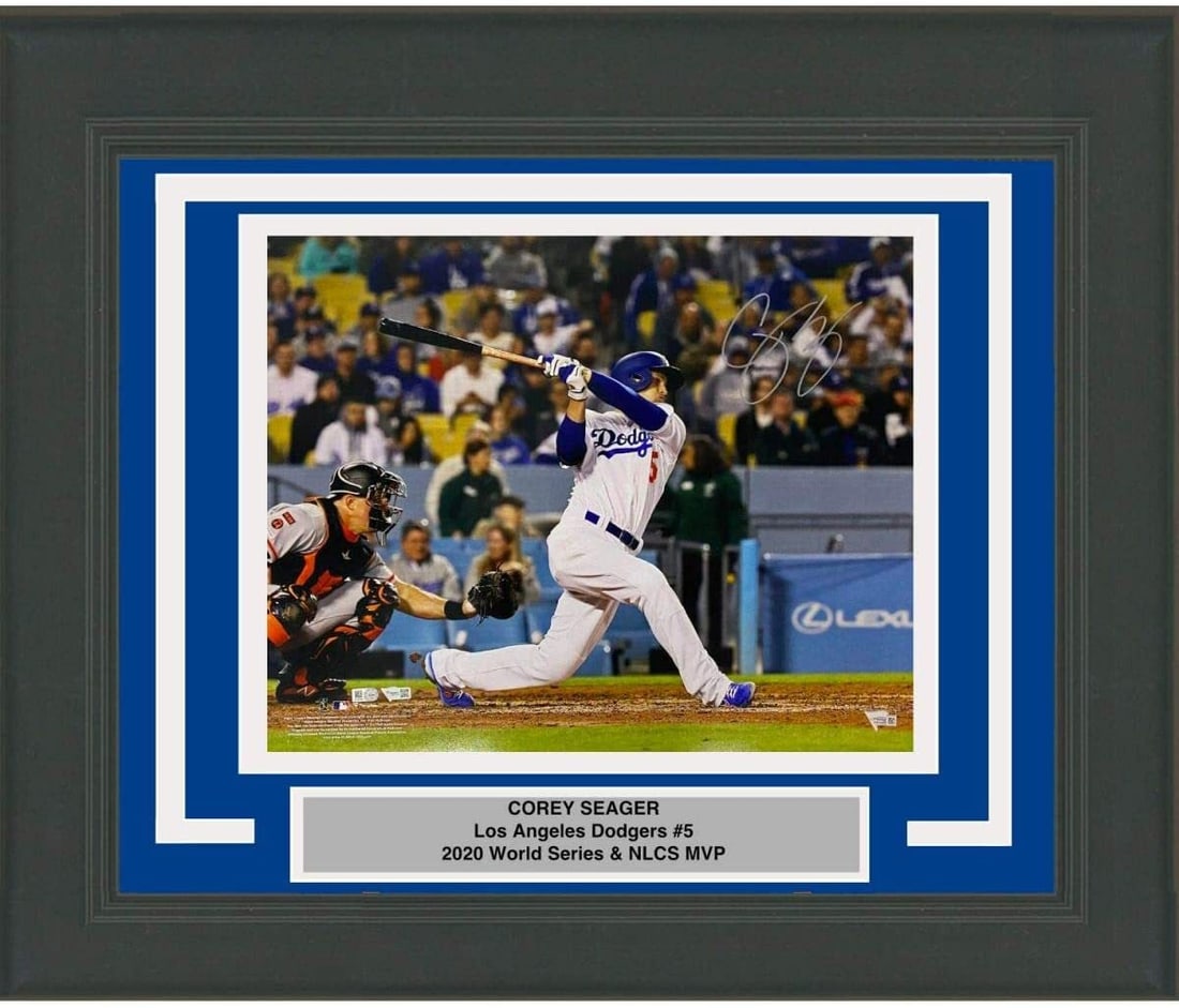 Framed Corey Seager Autographed Dodgers 16x20 Photo Fanatics COA: Framed Corey Seager Autographed Dodgers 16x20 Photo Fanatics COA Showcase your admiration for Corey Seager with this stunning framed autographed 16x20 photo from the Los Angeles Dodgers. This piece fe