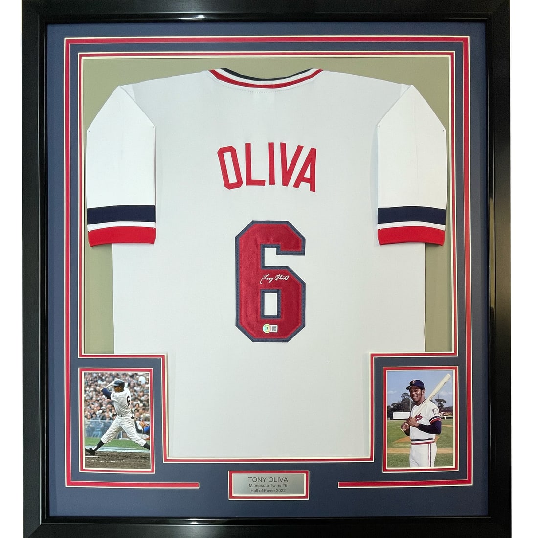 Framed Signed Tony Oliva Minnesota Twins Jersey with BAS COA: Framed Signed Tony Oliva Minnesota Twins Jersey with BAS COA This professionally framed and matted collectible features a signed Tony Oliva Minnesota Twins jersey, authenticated by Beckett Grading Ser
