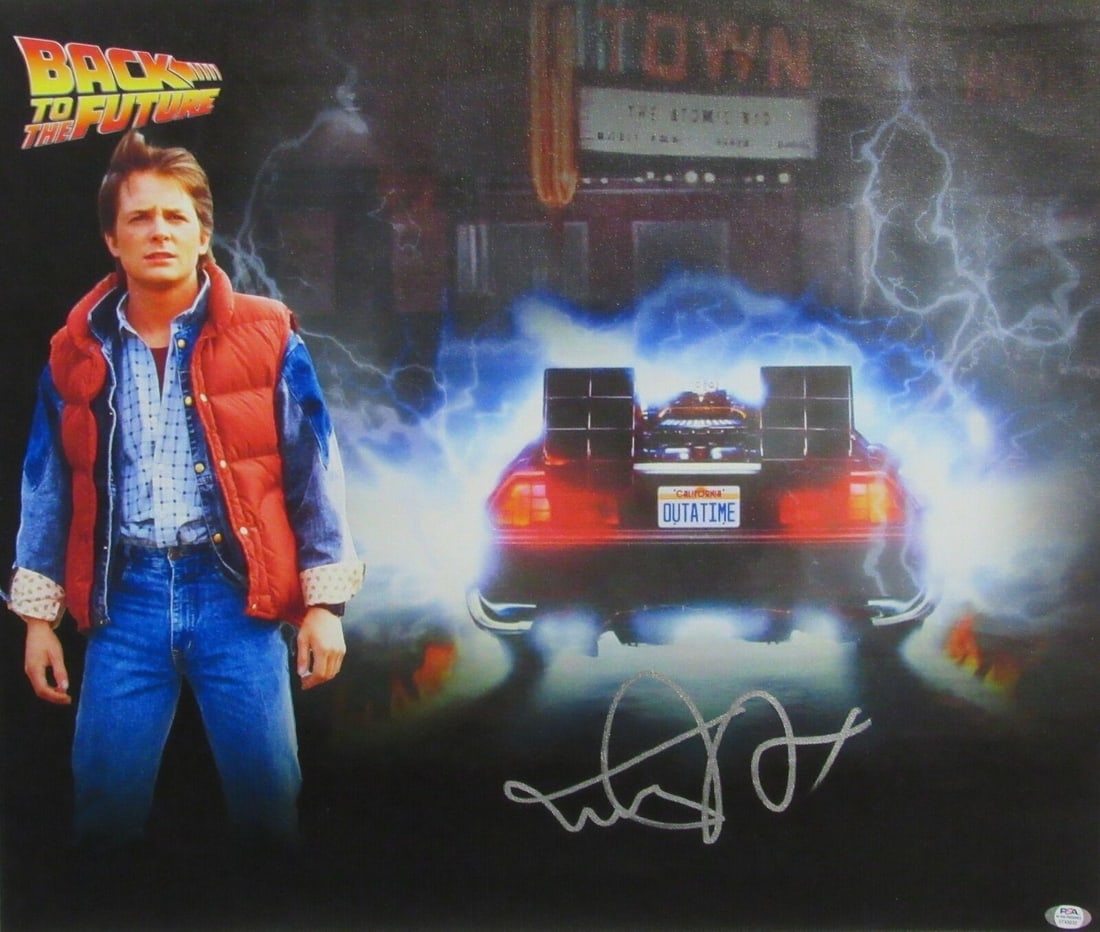 Michael J Fox Signed Back to the Future Canvas Print 22x26 PSA/DNA (1 of 3)