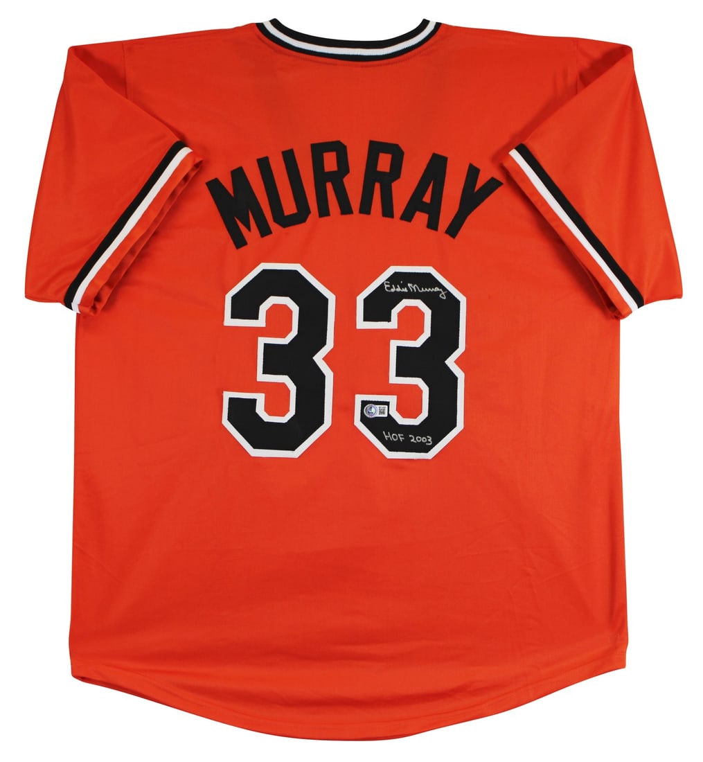 Eddie Murray Signed Orange Jersey HOF 03 BAS Authenticated Baltimore Orioles: Eddie Murray Signed Orange Jersey HOF 03 BAS Authenticated Baltimore Orioles Celebrate the legacy of Eddie Murray with this authentic signed orange pro style jersey, featuring the inscription "HOF 03"