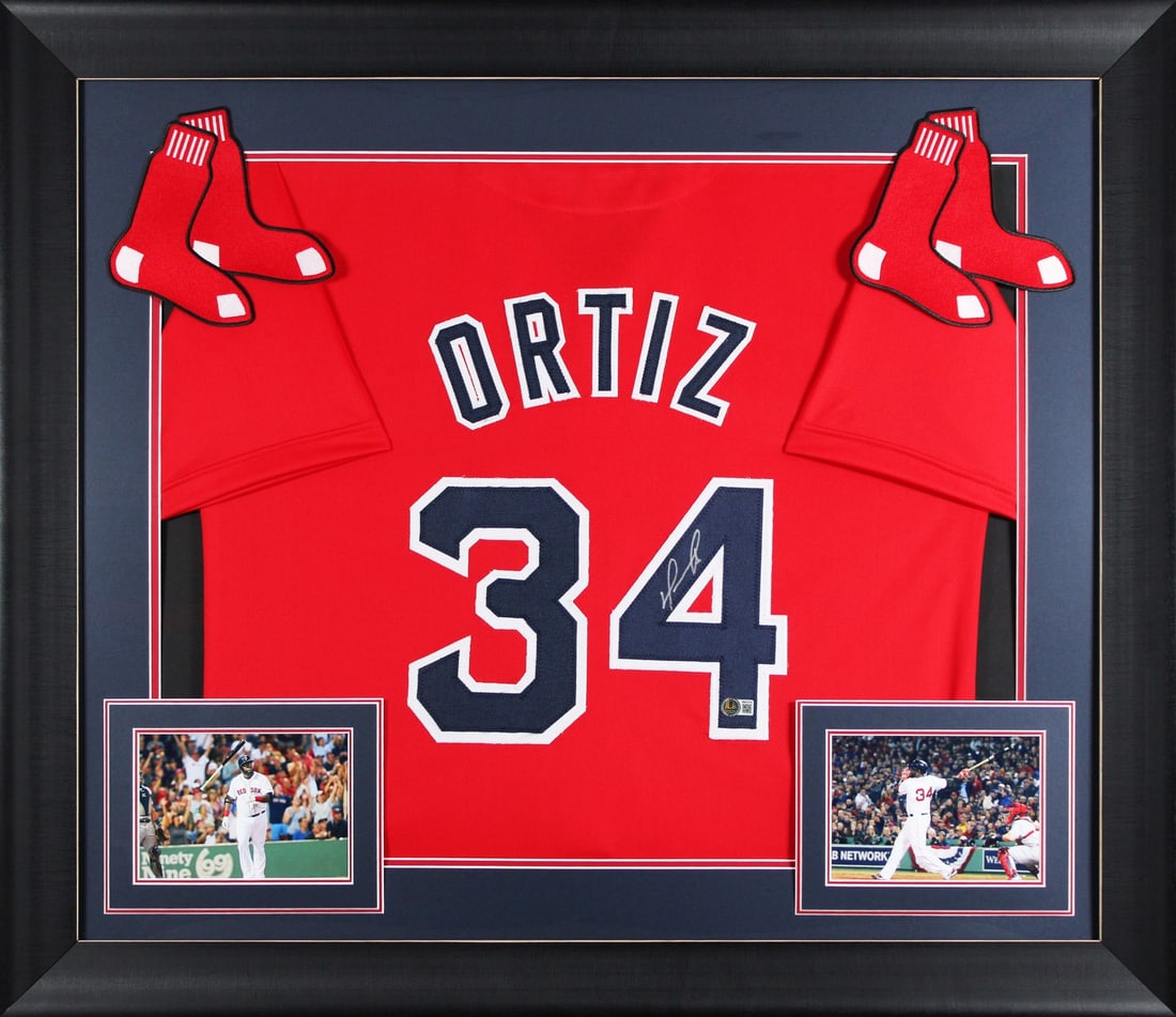 Framed Boston Red Sox Jersey Signed by David Ortiz with Beckett Authentication: Framed Boston Red Sox Jersey Signed by David Ortiz with Beckett Authentication This professionally framed red pro style jersey has been personally signed by David Ortiz of the Boston Red Sox. Authenti