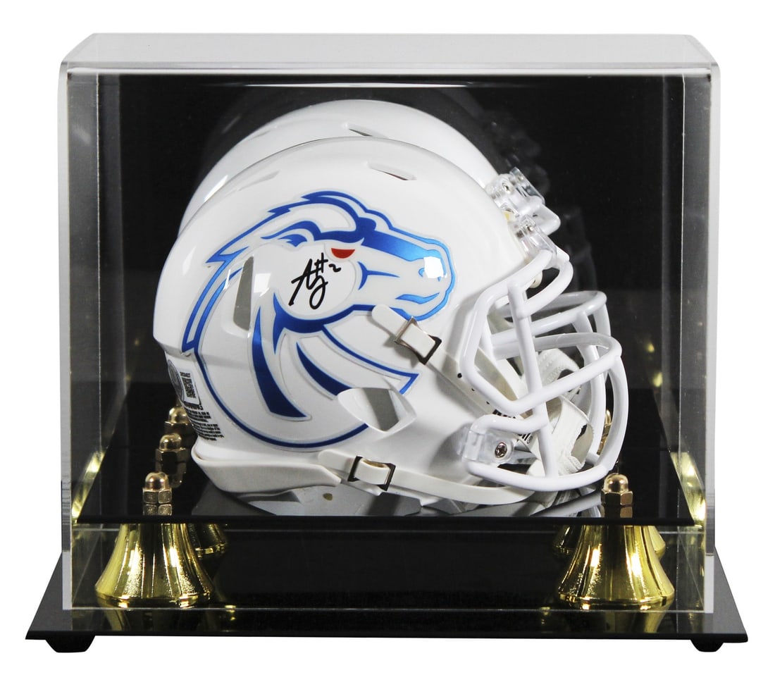 Autographed Ashton Jeanty Boise State Mini Speed Helmet With Display Case BAS Witnessed (1 of 3)