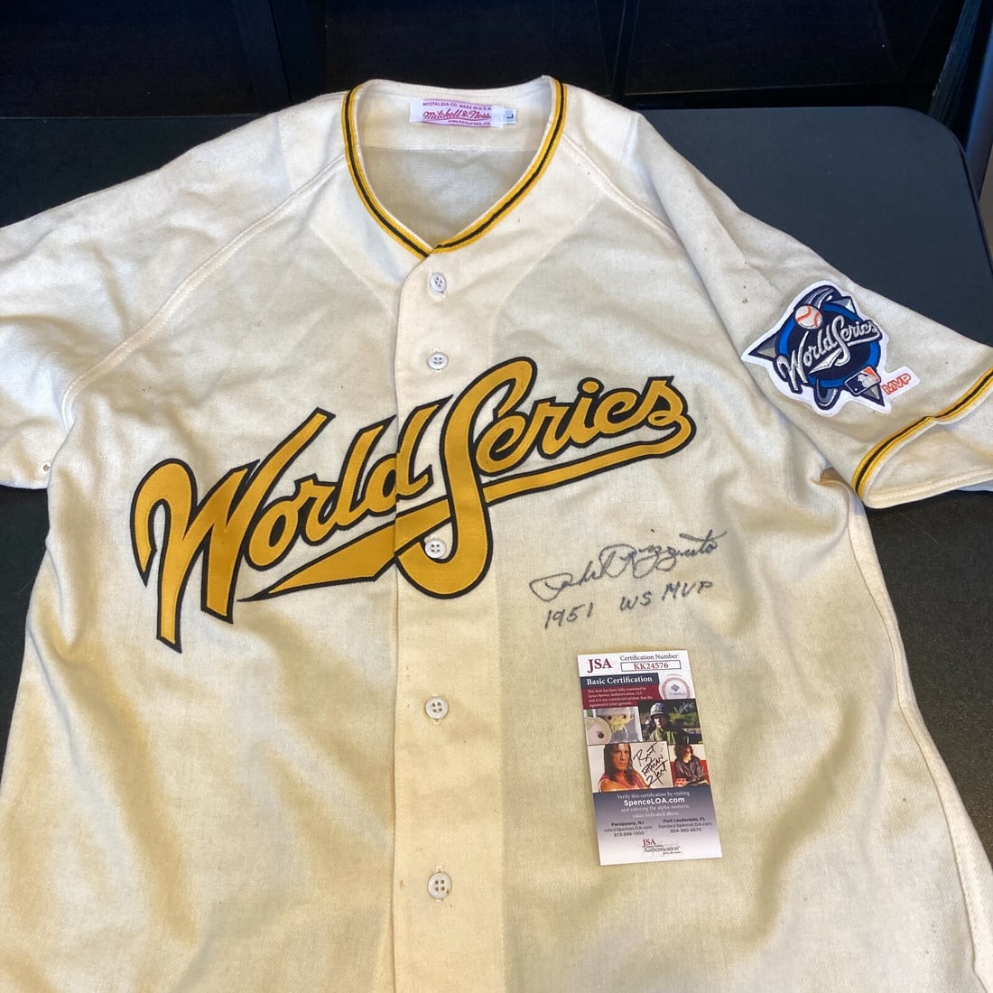 Phil Rizzuto 1951 World Series MVP Signed Jersey JSA Authentic: Phil Rizzuto 1951 World Series MVP Signed Jersey JSA Authentic This is an authentic Phil Rizzuto 1951 World Series MVP signed jersey, featuring a clear James Spence Authentication (JSA) for the autogr