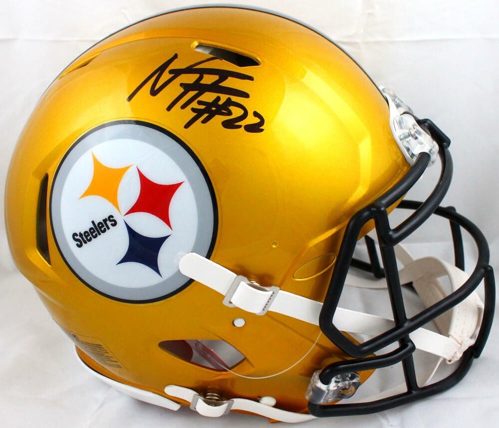Pittsburgh Steelers Full Size Flash Speed Helmet Signed by Najee Harris Beckett Authenticated: Pittsburgh Steelers Full Size Flash Speed Helmet Signed by Najee Harris Beckett Authenticated This is a pre-owned Pittsburgh Steelers full-size Flash Speed authentic helmet autographed by Najee Harris